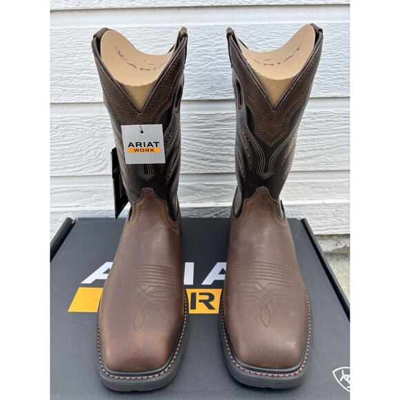 Ariat Groundwork Steel Toe Mens Sz 11 D Bitter Brown Wide Square Toe Work Boots - Picture 4 of 8